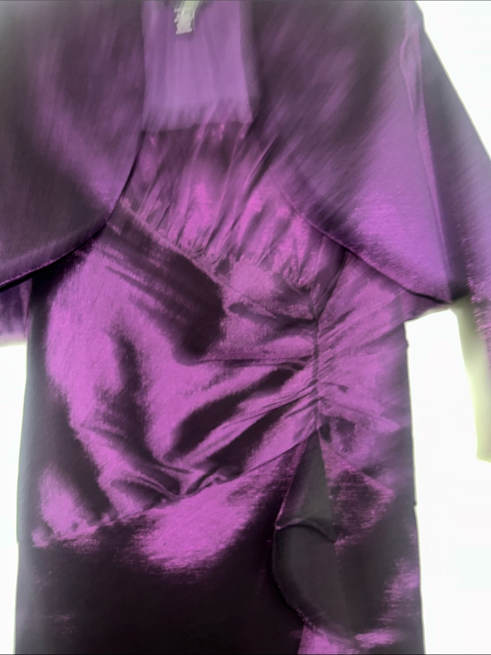 R & M Richards Purple Satin Ruffle Sheath Dress with Bolero - Picture 7 of 13